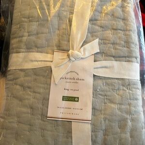 Pottery Barn Sage Quilted Pillow with Geometric Pattern-PAIR of 2.